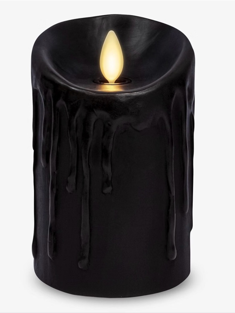 NIB Luminara Wax Drip Flameless LED Candle, Black 3" x 4.5"